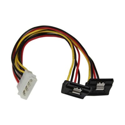 image StarTech.com Câble répartiteur d'alimentation en Y LP4 vers 2 SATA à angle droit et verrouillage 30 cm - Molex 4 broches vers deux SATA