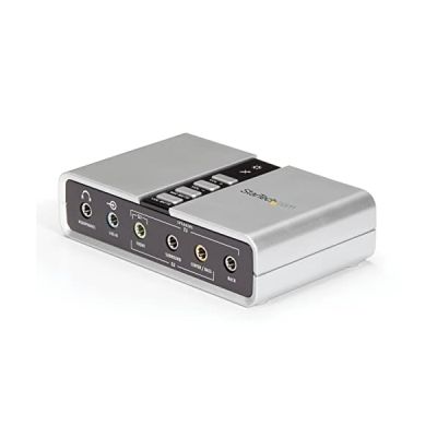 image StarTech.com Carte Son USB 7.1 - Carte Son Externe pour Ordinateur Portable avec Audio Numérique SPDIF - Carte Son pour PC - Argent (ICUSBAUDIO7D)