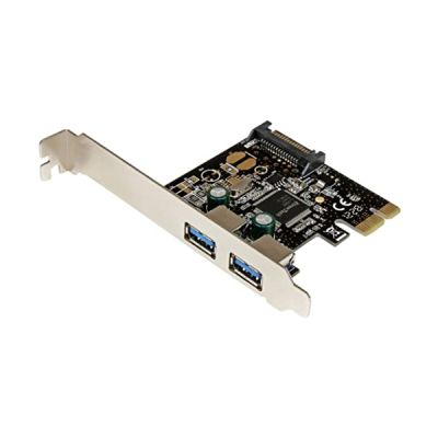 StarTech.com Carte contrôleur PCIe à 2 ports USB 3.0 (5Gbps) - Adaptateur PCI Express 2x USB Super Speed avec alimentation SATA (PEXUSB3S23)