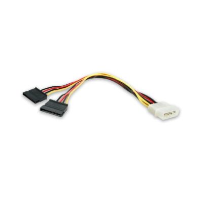 StarTech.com Câble d'Alimentation Adaptateur en Y Molex vers Double SATA - 30 cm - 1x LP4 Mâle - 2x SATA Power Receptacle (PYO2LP4SATA)
