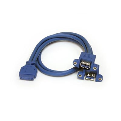 image StarTech.com Câble USB 3.0 2 ports monté sur panneau – Câble USB A vers adaptateur carte mère F/F (USB3SPNLAFHD)