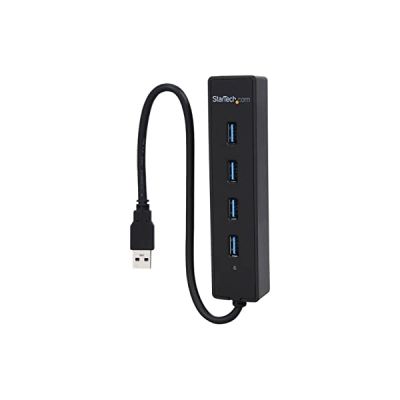 StarTech Hub USB 3.0 4 Ports 5Gbps avec Câble Integre, Noir (ST4300PBU3)