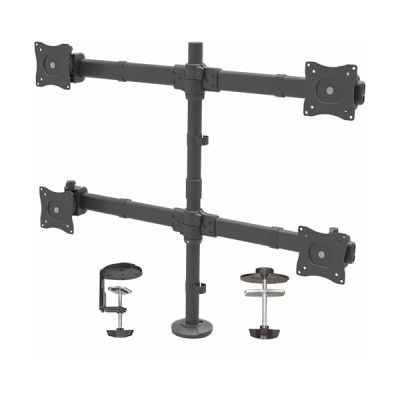 image StarTech.com Support d'Écran Quadruple - Support sur Mât Articulé/Réglable en Hauteur pour Écran VESA 4 2x2 Jusqu'à 27"(8kg) - Inclinaison/Pivotement/Rotation d'écran LCD/LED - Pince/Anneau (ARMQUAD)