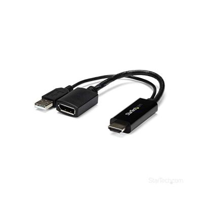 image StarTech.com Adaptateur Vidéo HDMI 4K 30Hz vers DisplayPort avec Alimentation USB - 15,2cm - Convertisseur de Moniteur actif HDMI 1.4 (Mâle) vers DP 1.2 (Femelle) (HD2DP)