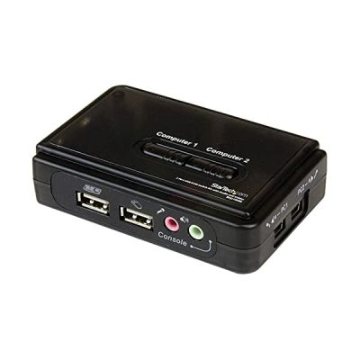StarTech.com Kit commutateur KVM USB VGA à 2 ports avec audio et câbles - Switch écran clavier souris - Noir (SV211KUSB)