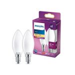 image produit Philips ampoule LED Flamme E14 40W Blanc Chaud Dépolie, Verre, Lot de 2