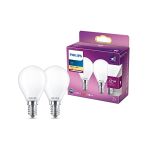 image produit Philips Lot de 2 ampoules LED Classic E14 (Equivalent 40 W), ampoules LED mates avec lumière blanc chaud, éclairage LED à économie d'énergie avec longue durée de vie