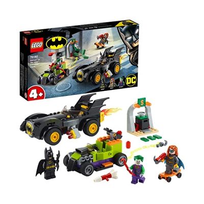 image LEGO 76180 Super Heroes Batman Contre Le Joker : Course-Poursuite en Batmobile & Hot Rod, Jouet de Voiture, Super-héros, pour Enfants de 4 Ans et Plus