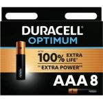 image produit DURACELL Optimum Piles AAA (Lot de 8) – Piles Alcalines 1,5V – +200 % d’actifs Power Boost – Répondent aux exigences des appareils modernes–100 % Recyclables, 0 % de plastique dans l’emballage–MX2400