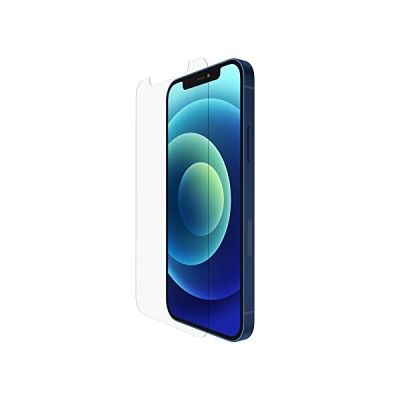 image Belkin Protection d’écran antimicrobienne TemperedGlass pour iPhone 12 Pro/iPhone 12 (protection avancée, réduction de la prolifération des bactéries jusqu’à 99 %) Transparent
