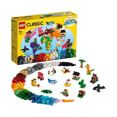 LEGO 11015 Classic Briques créatives « Autour du Monde » Jeu de Construction avec 15 Figurines d’Animaux