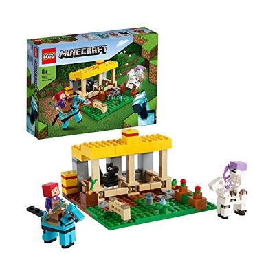 image LEGO 21171 Minecraft L’écurie Jouet Ferme avec Figurine Cavalier Squelette, Jouet Filles et Garçons