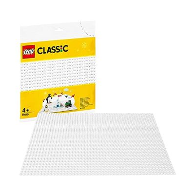 image LEGO 11010 Classic La Plaque de Base Blanche, 32x32, Jeu de Construction, Collection, Paysage Neige, Hiver, Construire et Exposer, Créatif, Éducatif