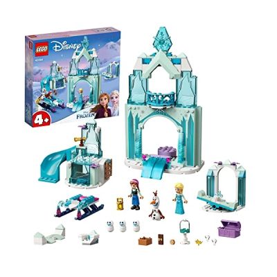 LEGO 43194 Disney Le Monde féérique d’Anna et Elsa de la Reine des Neiges avec château et poupées de Princesses, Enfant 4 Ans et Plus