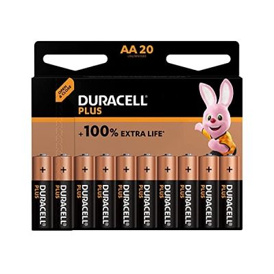 DURACELL AA Plus Piles Alcalines (Lot de 20) 1.5V, LR06 | Durent jusqu’à 150% plus longtemps - Actifs POWER BOOST - Manettes De Jeu, Appareils Photo - 100% Recyclable