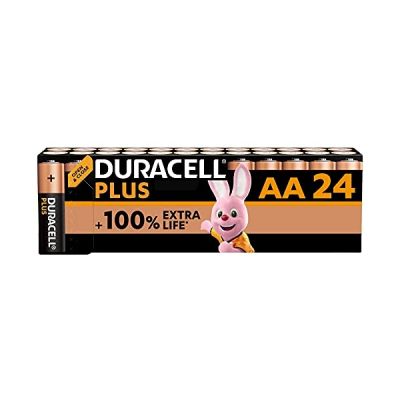 Duracell Piles alcalines AA Plus, 1.5 V LR6 MN1500, paquet de 24