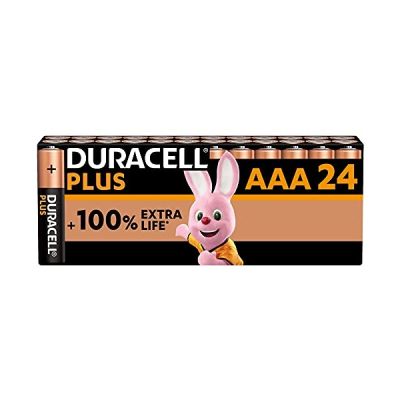 DURACELL Plus Piles AAA (Lot de 24) – Piles Alcalines 1,5 V–Durent jusqu’à 100 % plus longtemps grâce aux Actifs POWER BOOST–Fiable pour vos Appareils du Quotidien–Emballage 0 % Plastique–LR03 MN2400