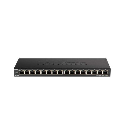 image D-Link DGS-1016S Switch non administrable 16 ports Gigabit sans ventilateur à profil bas idéal sur bureau ou au mur - QoS 802.1p