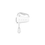 image produit Smeg, Batteur Électrique HMF01WHEU, 9 Niveaux de Vitesse, Fonction Turbo, Système de Démarrage Progressif, 4 Batteurs, 2 Crochets Pétrisseurs et Range Cable Fournis, 250W, Blanc