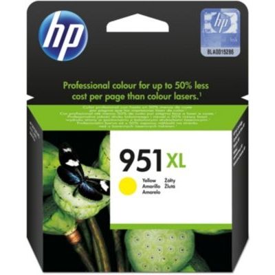 image HP 951XL cartouche d'encre jaune grande capacité authentique pour OfficeJet Pro 251dw/276dw/8100/8600 (CN048AE)