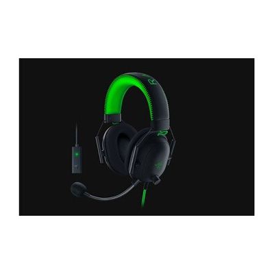 image Razer BlackShark V2 - Casque Gaming Esports Premium (Haut-parleurs Tripource 50mm, Microphone HyperClear Cardioïde, Réduction Passive du Bruit, Son Spatial THX) Noir-Vert