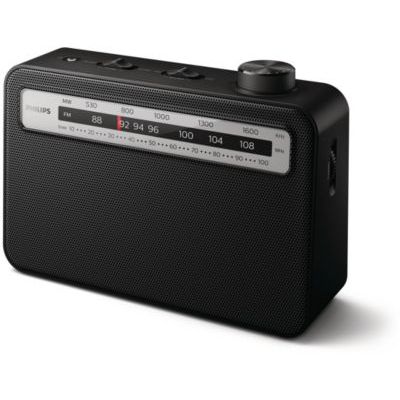image Radio Portable Philips, FM/AM, Fonctionnant Ã€ L'Ã‰lectricité Ou Ã€ Piles, Design Noir Classique 210 Mm X 149 Mm X 66,3 Mm