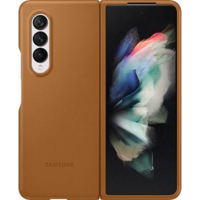 image Samsung Coque en Cuir Marron Clair Galaxy Z Fold 3, Beige