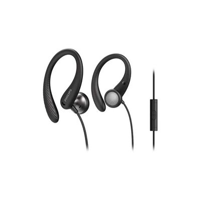 image Philips Audio A1105Bk/00 Casque avec Micro, Écouteurs Sport (Arceaux Flexible, Ouverture pour Les Basses, Résistant à la Transpiration Ipx2, Télécommande en Ligne) Noire