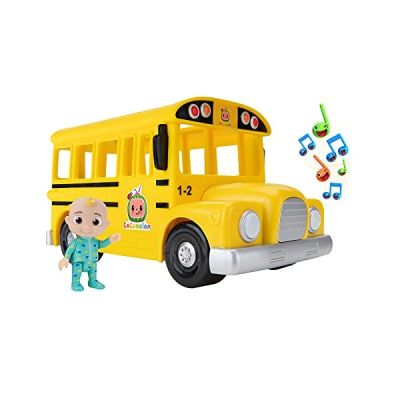 image Bandai CoComelon - Bus Scolaire Musical Jaune - véhicule Qui Joue la Chanson The Wheels on The Bus et sa Figurine JJ - CMW0015