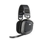 image produit Corsair HS80 RGB Wireless Casque Gaming Premium avec Dolby Atmos Audio (Faible Latence, Microphone Omnidirectionnel, sans Fil Jusqu'à 18 Mètres, 20 Heures d'autonomie, Compatibilité PS5/PS4) Carbone