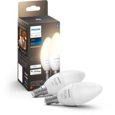 image Philips Hue White, ampoules LED Connectées flamme E14, Compatible Bluetooth, pack de 2, fonctionne avec Alexa, Google Assistant et Apple Homekit