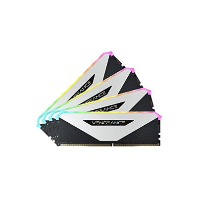 image Corsair Vengeance RGB RT 32Go (4x8Go) DDR4 3200MHz C16 Mémoire de Bureau (Éclairage RGB Dynamique, Optimisé pour AMD 300/400/500 Series, Compatible avec Intel 300/400/500 Series) Blanc