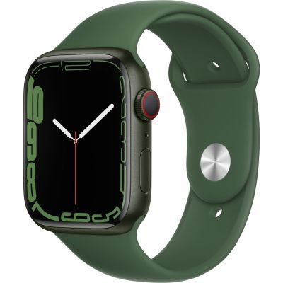 image Apple Watch Series 7 (GPS + Cellular) Boîtier en Aluminium Vert de 45 mm, Bracelet Sport trèfle - Regular