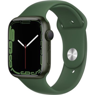 image Apple Watch Series 7 (GPS, 45mm) Montre connectée - Boîtier en Aluminium Vert, Bracelet Sport trèfle - Regular. Suivi de l’activité Physique, résistance à l’Eau