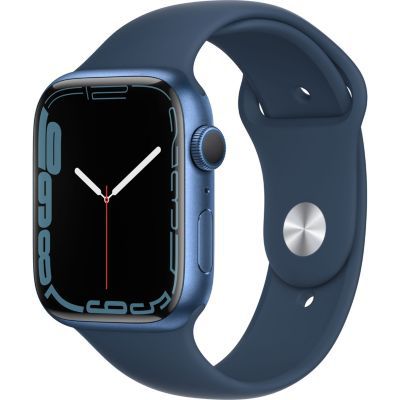 image Apple Watch Series 7 (GPS, 45mm) Montre connectée - Boîtier en Aluminium Bleu, Bracelet Sport Bleu Abysse - Regular. Suivi de l’activité Physique, résistance à l’Eau