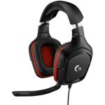 image produit Logitech G332 Casque Gamer Filaire, Transducteurs 50 mm, Oreillettes Rotatives Similicuir, Jack Audio 3,5 mm, Micro avec Sourdine Flip-Up, Poids Léger, PC/Mac/Xbox One/PS4/Nintendo Switch -Noir/Rouge