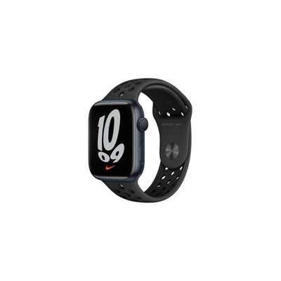 Apple Watch Nike Series 7 GPS, boîtier Aluminium Minuit 45mm avec Bracelet Nike Sport Anthracite Noir