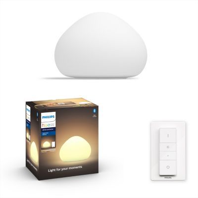 image Philps White Ambiance WELLNER Lampe à poser 1x9.5W - Blanc (télécommande incluse), compatible Bluetooth, fonctionne avec Alexa, Google Assistant et Apple Homekit