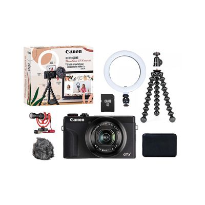 image [Pack] Appareil photo compact Canon Appareil Photo Compact Vlogging G7X Mark III + Halo LED + Microphone + Trépied