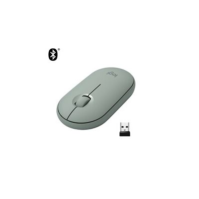 image Logitech Pebble, souris sans fil avec Bluetooth ou récepteur 2,4 GHz, souris silencieuse et ultra-fine pour ordinateur portable, notebook, iPad, PC, Mac et Chromebook - Vert