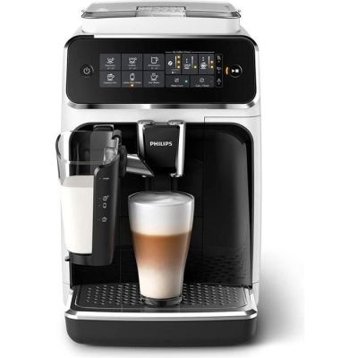 image Philips Série 3200 Machine Expresso - Café à Grain - LatteGo Mousseur à Lait, 5 Spécialités de Café, Écran Tactile Intuitif, Blanc (EP3243/50)