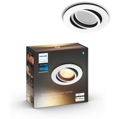 image Philips Hue White Ambiance MILLISKIN Spot encastré carré 1x5.5W extension - Chrome (télécommande non incluse), compatible Bluetooth, fonctionne avec Alexa, Google Assistant et Apple Homekit