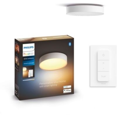 image Philips Hue White Ambiance Pafonnier Enrave Small Blanc, compatible Bluetooth, fonctionne avec Alexa, Google Assistant et Apple Homekit