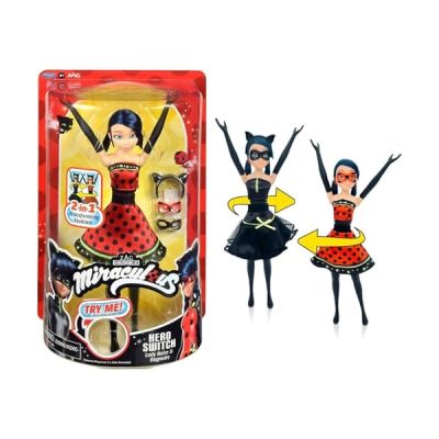 image Bandai - Miraculous - Poupée Ladybug Transformation - Poupée 26 cm Qui se transforme en Lady Noire et Bug Noire - Jouet Miraculous - Poupée articulée avec 2 Tenues - Jouet Enfant 4 Ans et + - P50414