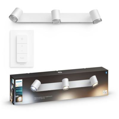 image Philips Hue White Ambiance ADORE Spot barre tube 3x5.5W salle de bain compatible Bluetooth - Blanc (télécommande incluse), fonctionne avec Alexa, Google Assistant et Apple Homekit