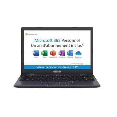 image PC portable Asus Vivobook E210MA-GJ435WS Noir (11,6" HD / Intel Pentium Silver N5030 / RAM 4 Go - SSD 128 Go)