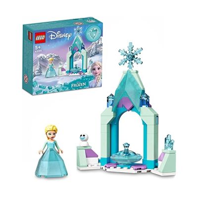 LEGO 43199 Disney La Cour du Château d’Elsa, Jouet de Construction pour Enfants, Mini-Poupée Reine des Neiges 2 et Robe Diamant