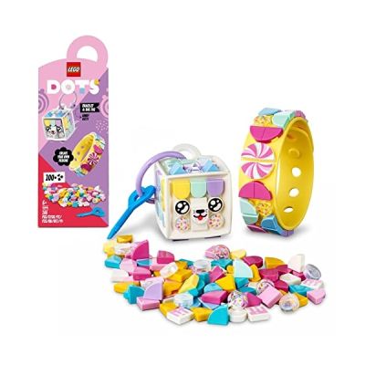 image LEGO 41944 Dots Bracelet Candy Kitty et Porte-Clés, Set Artisanat Bijoux et Accessoires 2 en 1, Kit de Bricolage pour Enfants