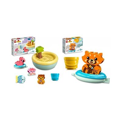 image LEGO 10966 Duplo Jouet de Bain : L’Île Flottante des Animaux, Set Baignoire pour Bébés et Enfants de 1.5+ Ans