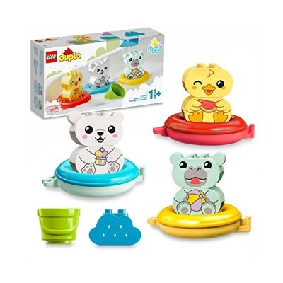 image LEGO 10965 DUPLO Jouet de Bain : Le Train Flottant des Animaux, Set Baignoire pour Bébés 18 Mois, avec Canard, Cadeau Enfants, Garçons et Filles